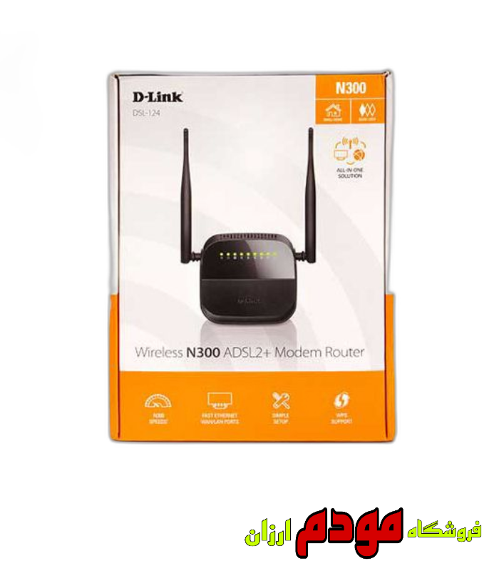 مودم روتر ADSL2 Plus بی سیم N300 دی-لینک مدل DSL-124 New